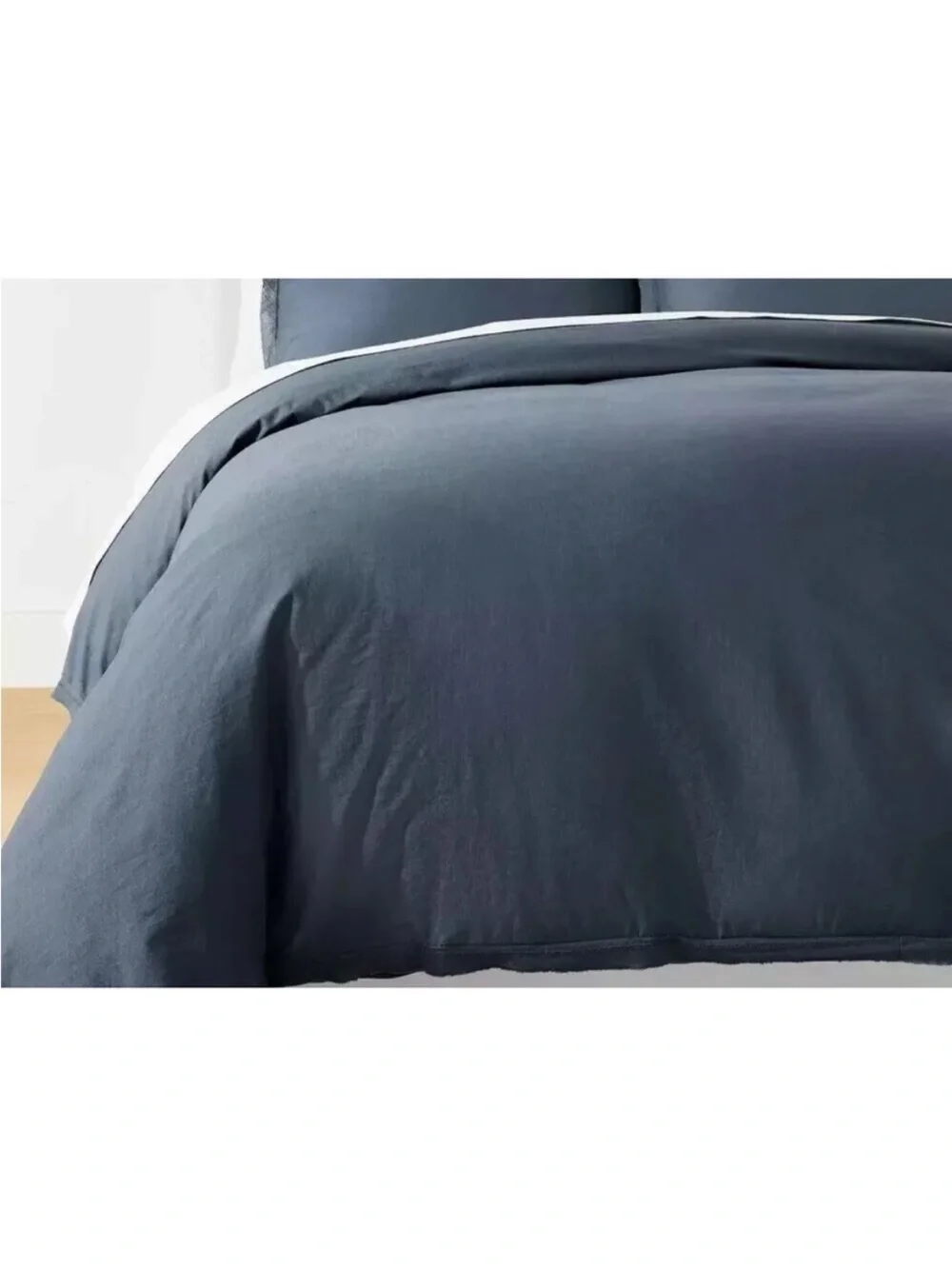 Studio McGee King Raw Edge Hemstitch Blue Cotton Comforter & Sham Set